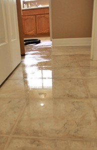 wet floors from flooded kitchen